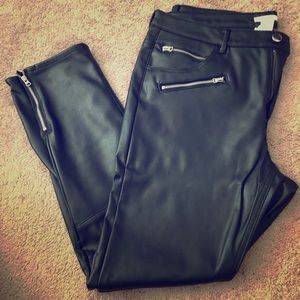 Chic H&M Black Faux Leather Zip up Pants